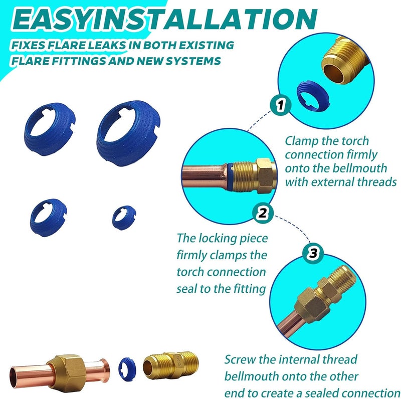 ZGTools 10 x 1/4" Leak-Free SAE Flare Fitting, HVAC Leak Free SAE Flare Connections Eliminates Refrigerant Leaks, Stop Leak Seal kit For Schrader Valve, Refrigeration, HVAC & Mini Split Kit - Image 3